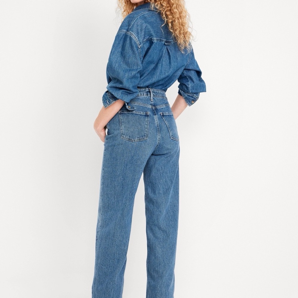 Old Navy Extra High Waisted Wide Leg Blue Women's Jeans